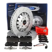 SHW Bremsscheiben + ZIMMERMANN Bel&auml;ge + Sensor f&uuml;r AUDI TTRS 8J Ateca Leon 5F KL vorne