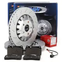 SHW Bremsscheiben + ZIMMERMANN Bel&auml;ge + Sensor f&uuml;r AUDI TTRS 8J Ateca Formentor Leon vorne
