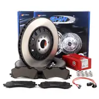 SHW Bremsscheiben + ZIMMERMANN Bremsbel&auml;ge + Sensor f&uuml;r AUDI Q7 4M VW Touareg CR vorne