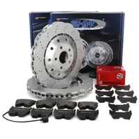 SHW Bremsscheiben + ZIMMERMANN Bremsbel&auml;ge + Sensor f&uuml;r AUDI RSQ3 8U PR-1LA/1ZT vorne