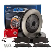 SHW Bremsscheiben + ZIMMERMANN Bremsbel&auml;ge + Sensor f&uuml;r AUDI Q7 SQ7 4M VW Touareg CR vorne