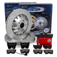 SHW Bremsscheiben + ZIMMERMANN Bel&auml;ge + Sensor f&uuml;r AUDI RS3 8V 367 PS + bis 05.17 vorne