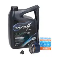 5L WOLF 0W30 SP Motor&ouml;l + PURFLUX &Ouml;lfilter f&uuml;r FIAT 500X 334 Tipo 356 357 1.0 1.3