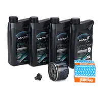 4L WOLF 0W20 LS-FE + PURFLUX &Ouml;lfilter f&uuml;r FIAT 500X Tipo ALFA ROMEO Tonale 1.0 1.3