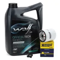 5L WOLF OFFICIALTECH 5W30 C1 Engine Oil + HENGST Oil Filter for FORD C-Max, Fiesta, Focus, S-Max