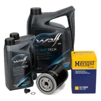 7L WOLF GUARDTECH 10W40 B4 Motor&ouml;l &Ouml;l + HENGST &Ouml;lfilter f&uuml;r VW Golf 1 2 3 Passat Polo 86c