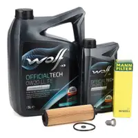 6L WOLF OFFICIALTECH 0W20 LL FE Motor&ouml;l + MANN &Ouml;lfilter f&uuml;r VW Golf 8 Passat B8 8Y 2.0 TDI
