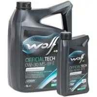 6L 6 Liter WOLF OFFICIALTECH 0W-30 MS-BFE Motor&ouml;l f&uuml;r BMW LL-19 FE 229.51 OPEL OV0401547