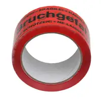 36 Rolls of Adhesive Tape, Packaging Tape, Red, CAUTION: FRAGILE, 50 mm x 60 m