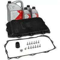 Getriebe&ouml;lwanne + Dichtung + Filter + 8L febi Getriebe&ouml;l f&uuml;r BMW 8-Gang 8HP45-75