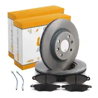 Brake discs + brake pads + sensor for RENAULT Kangoo with ABS and NISSAN Kubistar X76 (front)