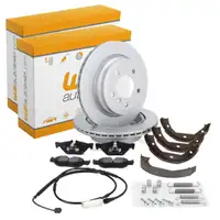 Bremsscheiben + Bremsbel&auml;ge + Sensor + Bremsbacken f&uuml;r BMW X1 E84 ab 03.2010 hinten