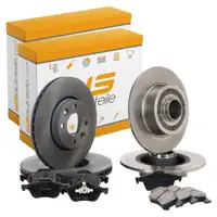 Bremsscheiben + Radlager + Bremsbel&auml;ge f&uuml;r RENAULT Laguna 2 16/17 Zoll vorne + hinten