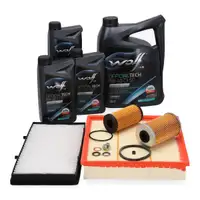 Filterset 4-tlg + 8L WOLF 0W40 C3 SP f&uuml;r NISSAN Primastar OPEL Vivaro A Trafic 2 2.0/2.5D