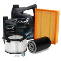 Filterset 3-tlg + 6L WOLF 10W40 B4 f&uuml;r VW Transporter T4 2.5 2.4 D ab 09.1995 2.5 TDI