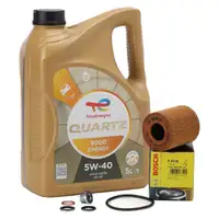 5L TOTAL QUARTZ 9000 ENERGY 5W-40 Engine Oil + BOSCH Oil Filter for CITROEN, FIAT, FORD, PEUGEOT