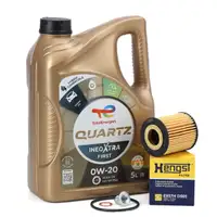 5L TOTAL QUARTZ INEO XTRA FIRST 0W-20 Motor&ouml;l + HENGST &Ouml;lfilter f&uuml;r PSA OPEL 1.5 DIESEL