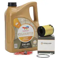 5L TOTAL 5W40 Motor&ouml;l + HIRSCHER &Ouml;lfilter f&uuml;r CITROEN FORD MINI PEUGEOT VOLVO 1.4-1.6 D