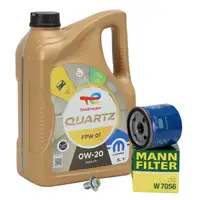 5L TOTAL QUARTZ FPW 01 0W-20 + MANN &Ouml;lfilter f&uuml;r OPEL Astra K Corsa E Mokka 1.0-1.4 Turbo