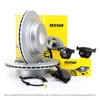 TEXTAR Bremsscheiben + Bremsbel&auml;ge + Sensor f&uuml;r PORSCHE Cayenne 92A PR-1KP hinten