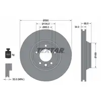 TEXTAR Bremsscheiben + Bel&auml;ge + Sensor f&uuml;r AUDI Q7 PORSCHE Cayenne VW Touareg 7L 7P vorne