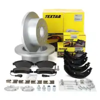 TEXTAR Bremsscheiben + Bel&auml;ge + Sensor + Backen f&uuml;r PSA Jumper 2 Boxer FIAT Ducato hinten