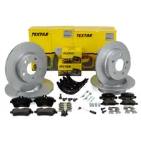 TEXTAR Brake Discs + Pads + Sensor Clamps for MERCEDES A150/160 A160CDI (Front and Rear)