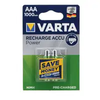 2 VARTA Ready2Use MICRO AAA Rechargeable Batteries, 1.2 V, HR03, 1000 mAh