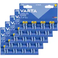 40 VARTA LONGLIFE POWER ALKALINE AAA Batteries (MICRO 4903, LR03, MN2400) 1.5V