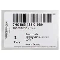 ORIGINAL VW Abdeckung Blende Schlosstr&auml;ger Schwarz T5 T6 MIT Fl&uuml;gelt&uuml;ren 7H0863485C 9B9
