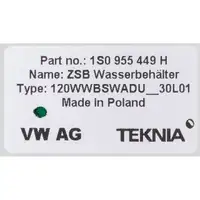 Ausgleichsbeh&auml;lter Wischwasser + Deckel + Pumpe f&uuml;r VW Up 1.0 /TSI / GTI e-Up 1S0955453F