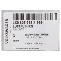 ORIGINAL VW Abdeckung Ansaugluftf&uuml;hrung Golf 5 Passat A3 Leon Octavia 2 1K0805965J 9B9