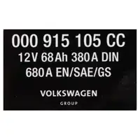 ORIGINAL VAG Autobatterie Batterie Starterbatterie 12V 68Ah 380/680A/EN 000915089BC