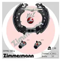 ZIMMERMANN Bremsbacken + Radbremszylinder Satz f&uuml;r SMART ForTwo 453 0.9 1.0