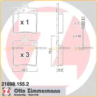 ZIMMERMANN Bremsscheiben + Bel&auml;ge + Wako f&uuml;r MERCEDES E-Klasse W210 E420 ab 07.1996 hinten