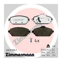 ZIMMERMANN rd:z Bremsbel&auml;ge f&uuml;r MERCEDES W246 W205 S205 C/A205 C117 W213 S213 C/A238 vorne