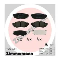 ZIMMERMANN Bremsbel&auml;ge f&uuml;r TOYOTA C-HR X1 Camry V7 RAV 4 V Corolla / Yaris Cross hinten