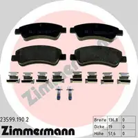 ZIMMERMANN Bremsscheiben + Bel&auml;ge f&uuml;r CITROEN Berlingo C3 1 C4 1 PEUGEOT 207 vorne