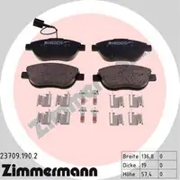 Zimmermann SPORT Bremsscheiben Bel&auml;ge Wako f&uuml;r FIAT Punto Evo 199 ab 10.2010 vorne