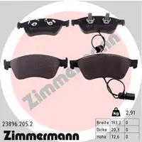 Zimmermann SPORT Brake Discs + Brake Pads + Sensor for VW Phaeton PR-1ZL/1ZK (Front)