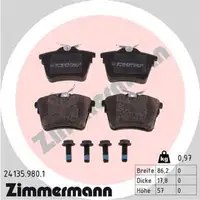 ZIMMERMANN rd:z Brake Pads for CITROEN C5 III Evasion and PEUGEOT 407, 607 (rear)