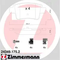 ZIMMERMANN Bremsscheiben + Bel&auml;ge f&uuml;r OPEL Corsa D 1.4 1.6 Turbo OPC 1.7 CDTI hinten