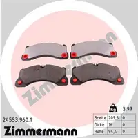 ZIMMERMANN rd:z Brake Pads for PORSCHE Cayenne 92A, 9P, Macan 95B, Panamera, and VW Touareg (front)