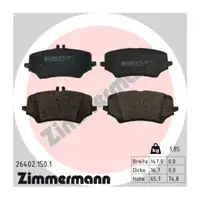 ZIMMERMANN Brake Pads + Warning Sensor for MERCEDES EQE V295 X294 EQS V297 X296 (Rear)