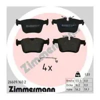 ZIMMERMANN Bremsscheiben + Bremsbel&auml;ge f&uuml;r VOLVO S60 S90 V60 V90 XC60 XC90 17 Zoll hinten