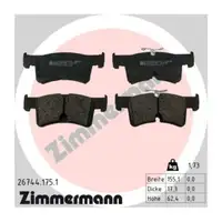 ZIMMERMANN Brake Pads for VW California Multivan T7 (Rear) 7T0698451A