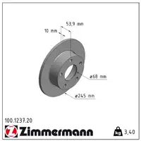 ZIMMERMANN Bremsscheiben Satz f&uuml;r Audi A6 (4B C5) quattro PR-0N1 hinten