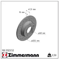 Zimmermann SPORT Bremsscheiben Satz f&uuml;r AUDI A6 (4B C5) quattro PR-0N6 hinten