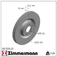 ZIMMERMANN Brake Discs + Brake Pads + Sensor for AUDI A4 S4 8E B6 B7 PR-1LJ (Front)