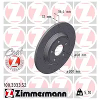 Zimmermann SPORT Brake Disc Set for AUDI A4 B8, A5 8T, 8F, A6 C7, A7 4G, Q5 8RV, FY (Rear)